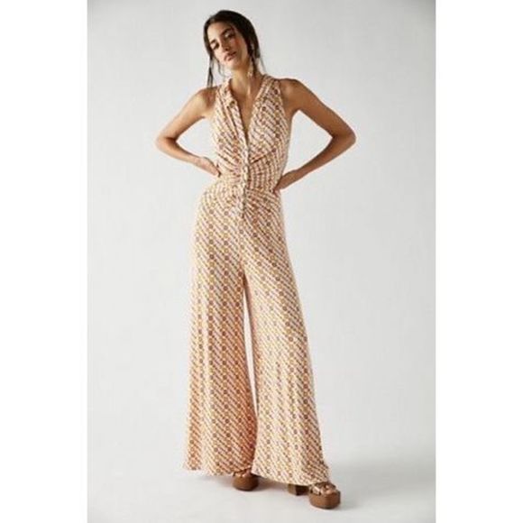 Free People Shayla Halter Jumpsuit Size M - Picture 1 of 8